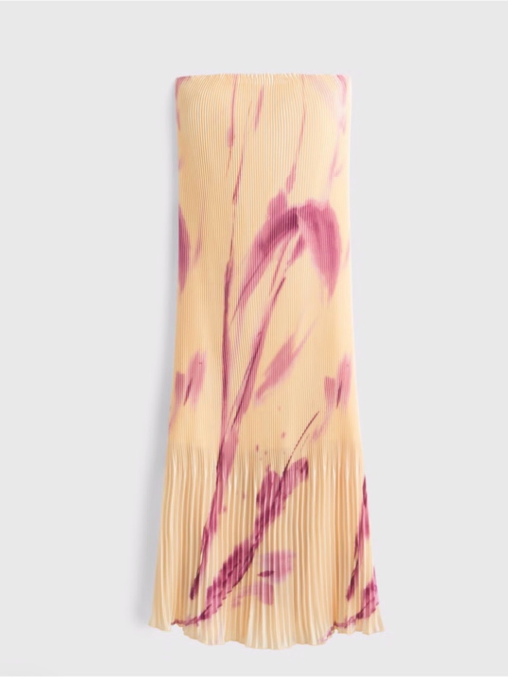Pleated Slip Skirt with Pink Watercolor Floral Print
